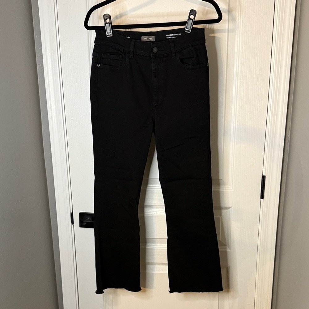 DL1961 Black Flare Wide Leg Jeans Bridgette Crop 29